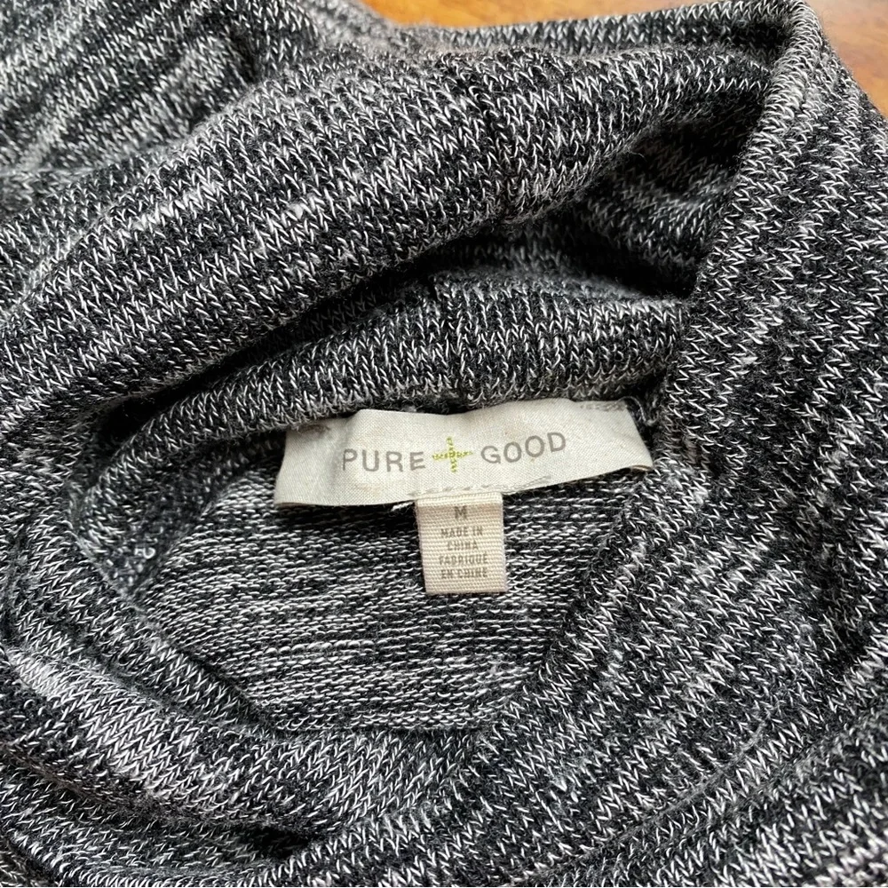 Anthropologie Pure + Good Gray Marbled Turtleneck Soft Stretch Knit Top Size M